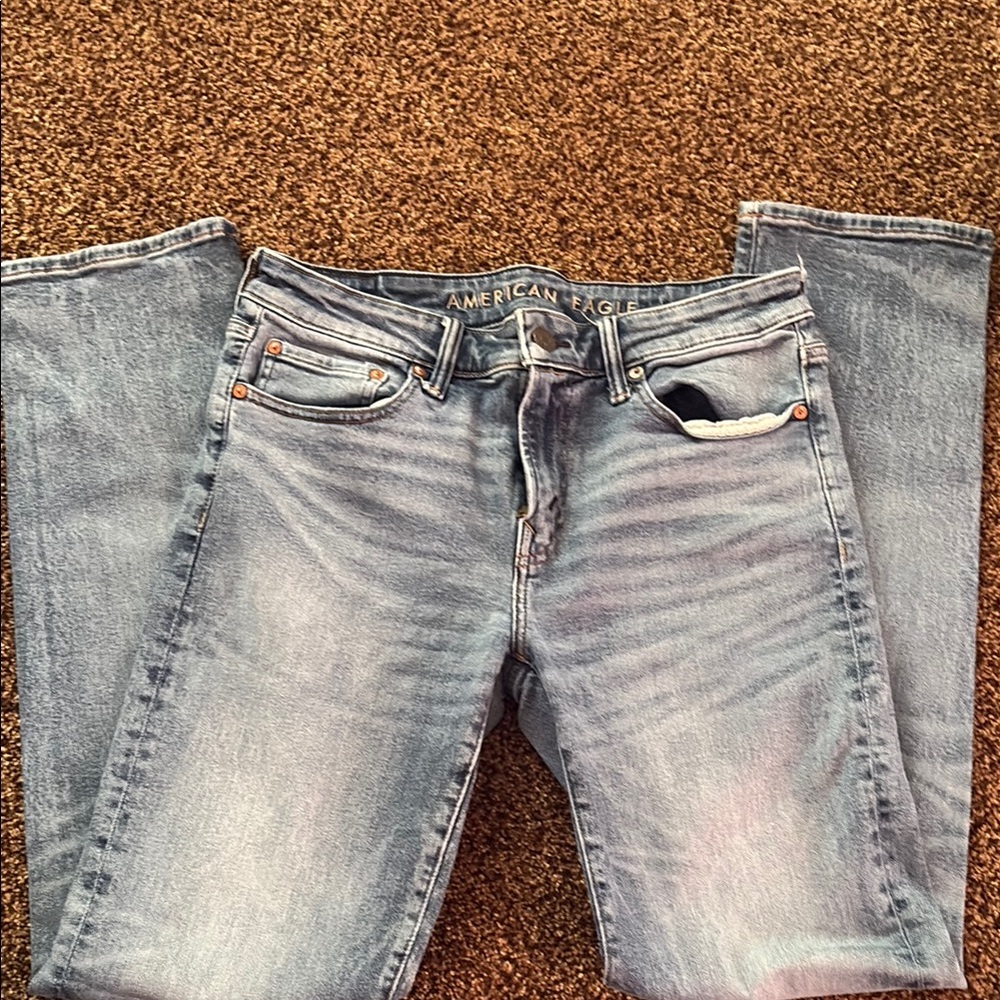 American Eagle Outfitters Men's Light Blue Straight Jeans